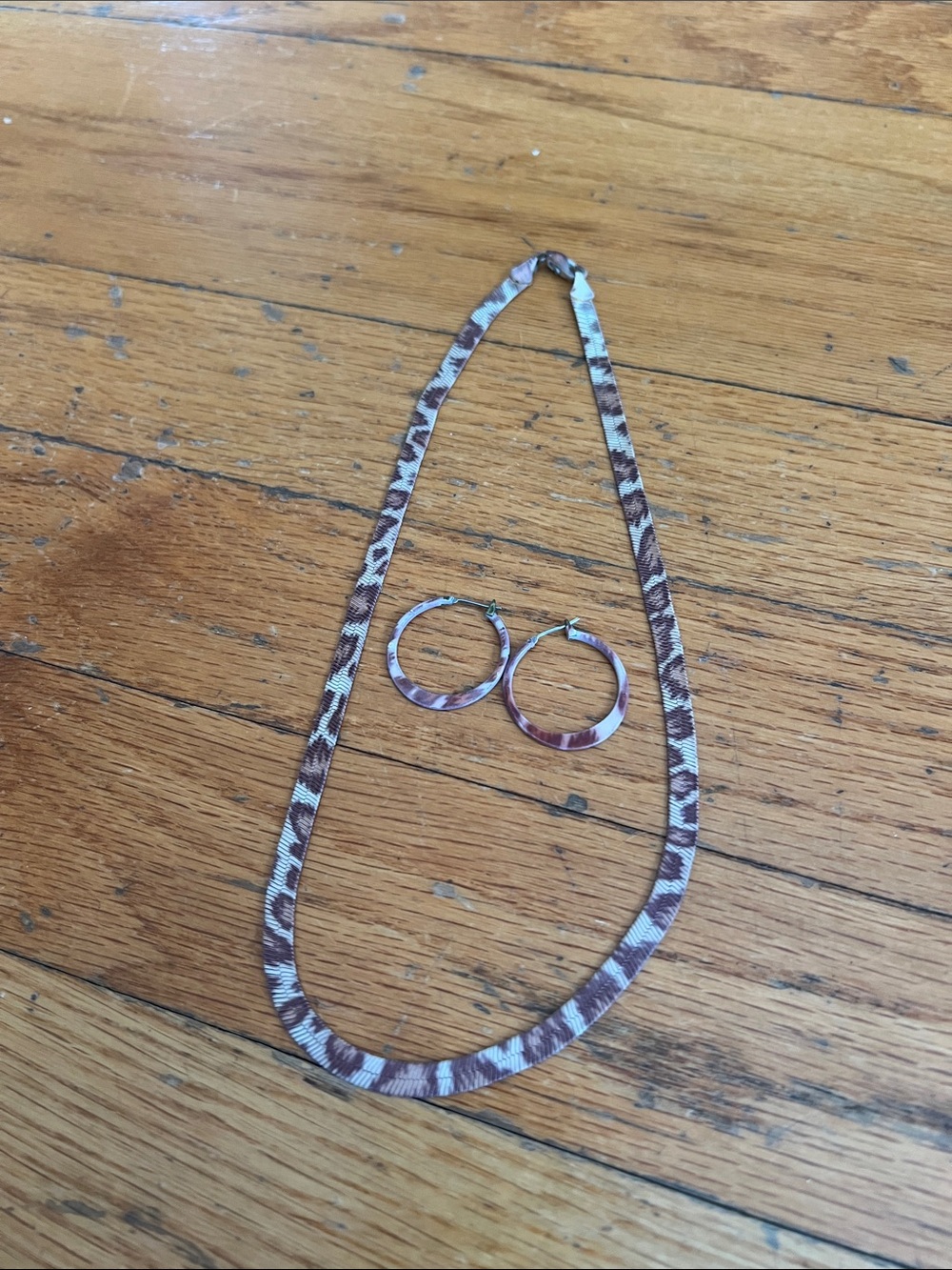 Metal flexible necklace & earrings